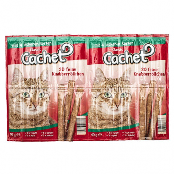 تشویقی مدادی گربه کچت (Cachet) در 4 طعم سیب، گوجه فرنگی، هویج و سبزیجات
