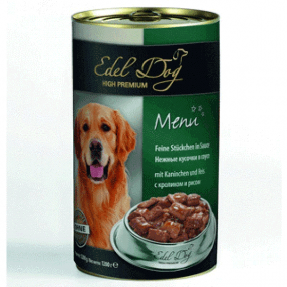 کنسرو سگ Edel Dog؛ تهیه شده از گوشت خرگوش و برنج