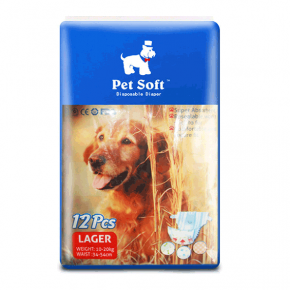 پوشک بهداشتی سگ Pet Soft؛ 12 عددی سایز بزرگ