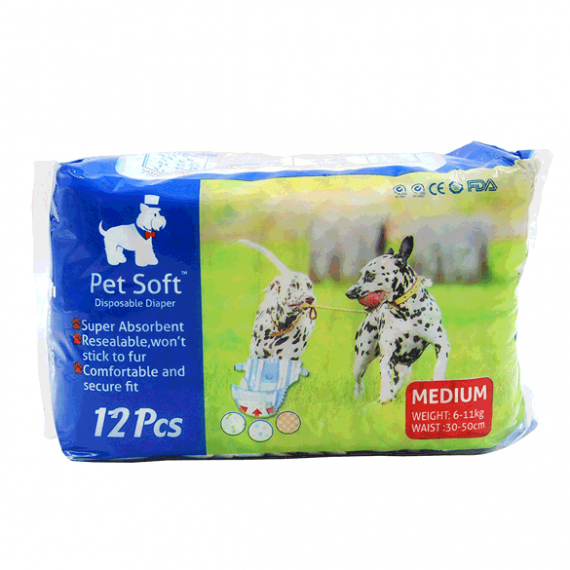 پوشک بهداشتی سگ Pet Soft؛ 12 عددی سایز متوسط