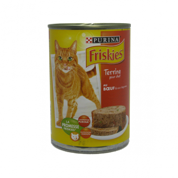 کنسرو گربه فریسکیز تهیه شده از گوشت گاو و سبزیجات در عصاره غلات