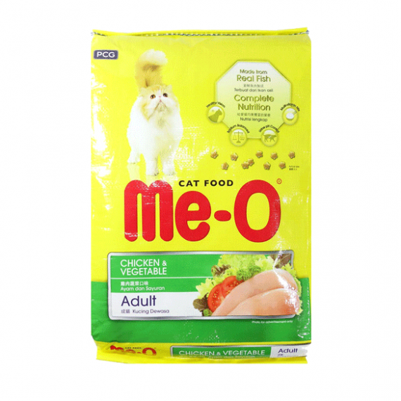 غذای خشک گربه مئو Me-O تهیه شده از مرغ و سبزیجات؛ 7 کیلویی