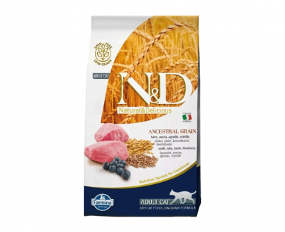 غذای خشک گربه N & D تهیه شده از گوشت بره و بلوبری؛ 300 گرمی