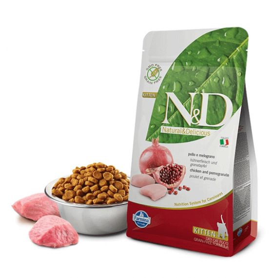 غذای خشک بچه گربه N & D تهیه شده از گوشت مرغ و انار؛ 300 گرمی