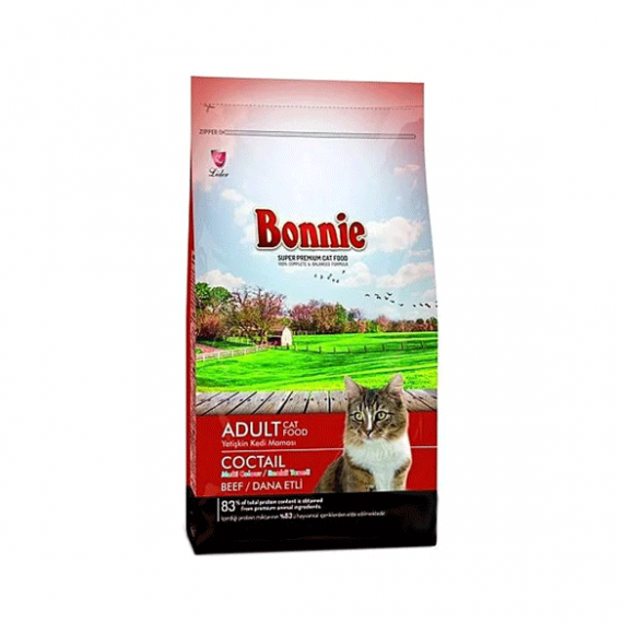 غذای خشک گربه بونی Bonnie تهیه شده از گوشت گوساله؛ 1.5 کیلویی