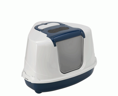 توالت مسقف سه گوش گربه Moderna؛ همراه با بیلچه و پد بوگیر