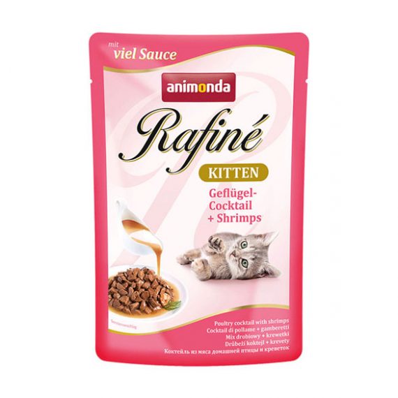 پوچ بچه گربه ژلاتینی رافینه انیموندا Animonda ؛ حاوی گوشت پرندگان و میگو 100 گرمی