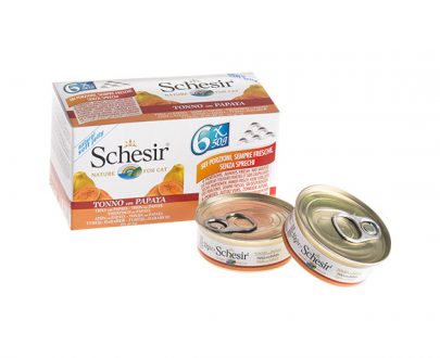 کنسرو گربه شسیر تهیه شده از ماهی تن و پاپایا؛ بسته 6 عددی