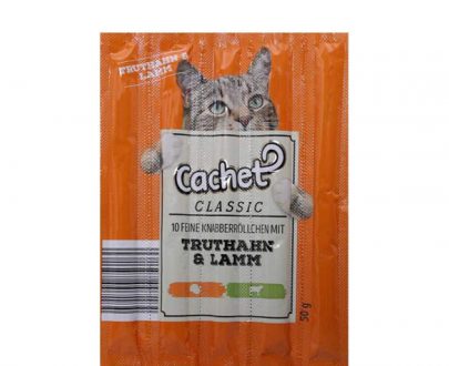 تشویقی مدادی گربه کچت Cachet تهیه شده از بره و بوقلمون؛ بسته 10 عددی